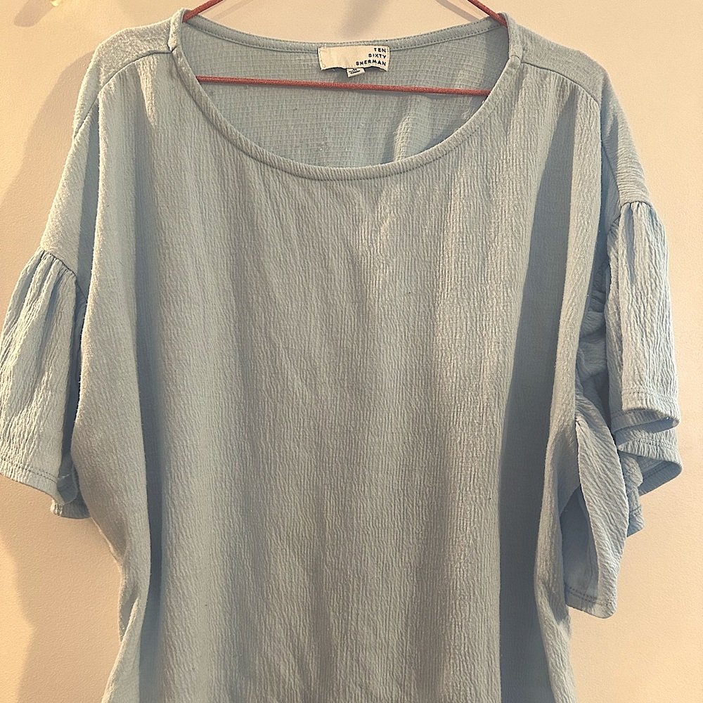 Women casual shirt - ten sixty sherman - M top blue loose fit flowy sleeves